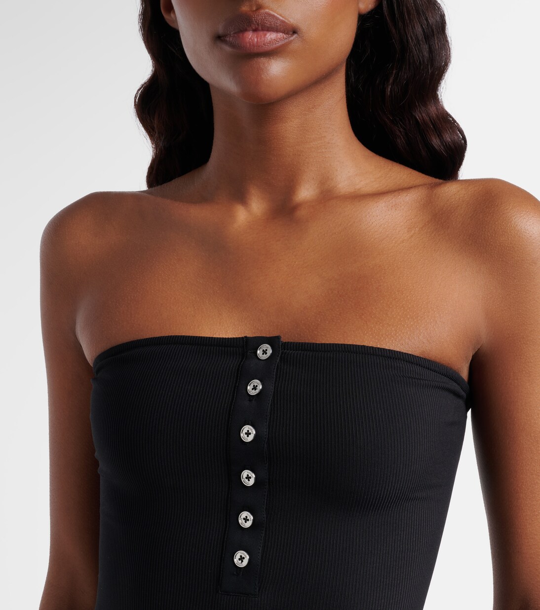 Ribbed-knit bandeau swimsuit | Toteme