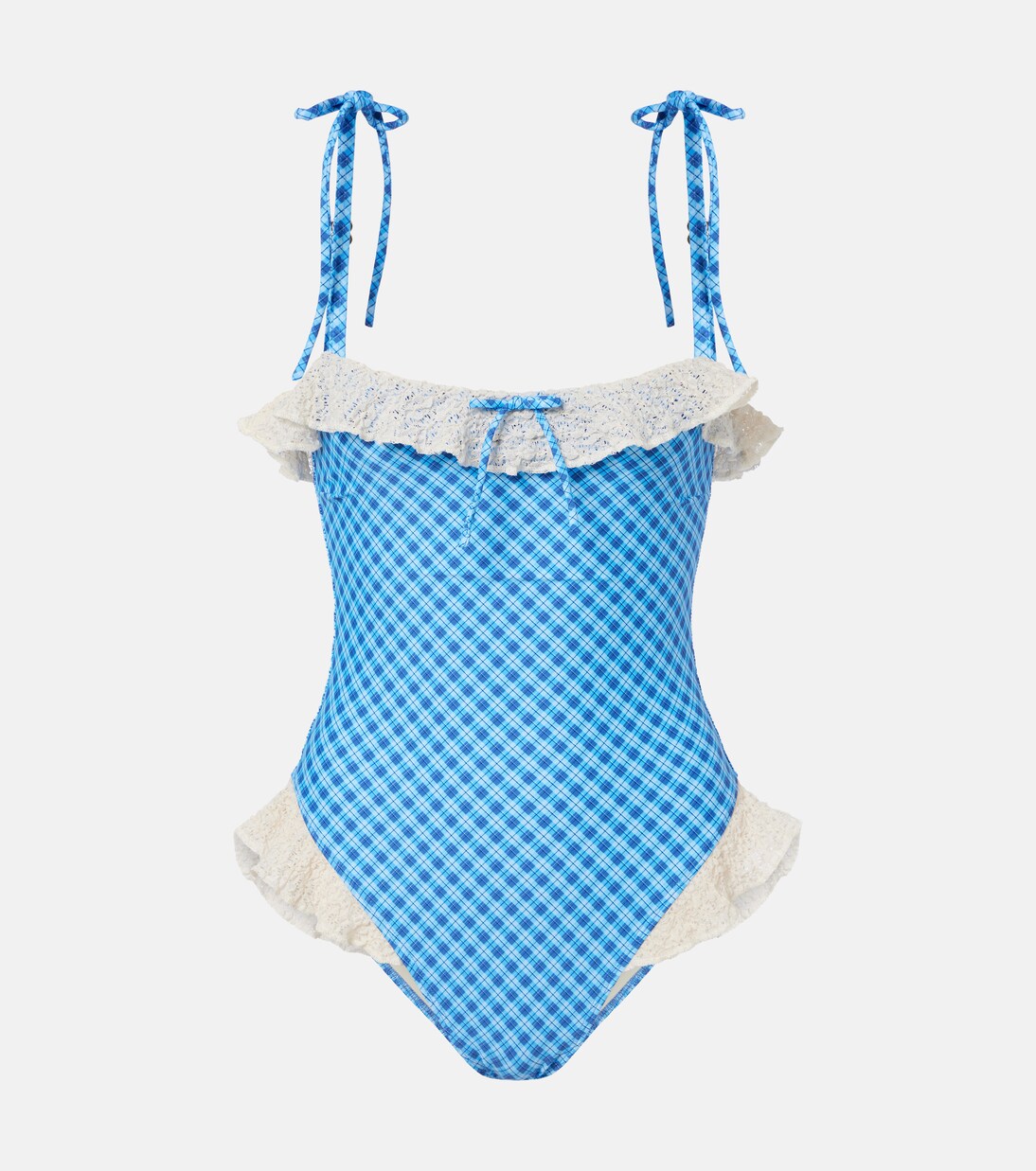 Jacelyn plaid ruffled swimsuit | Montce