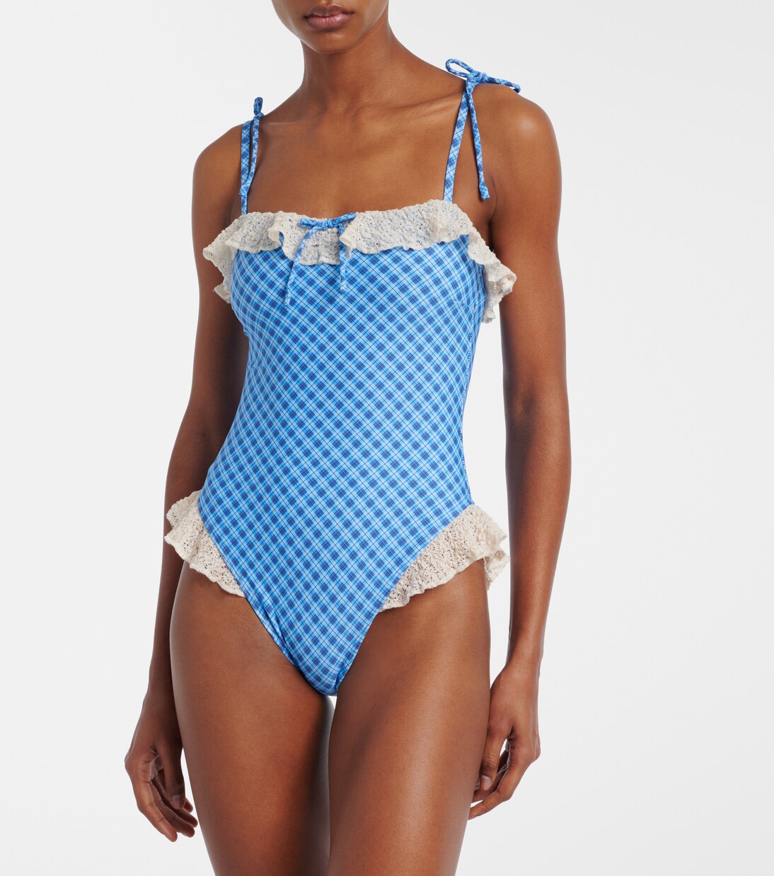 Jacelyn plaid ruffled swimsuit | Montce