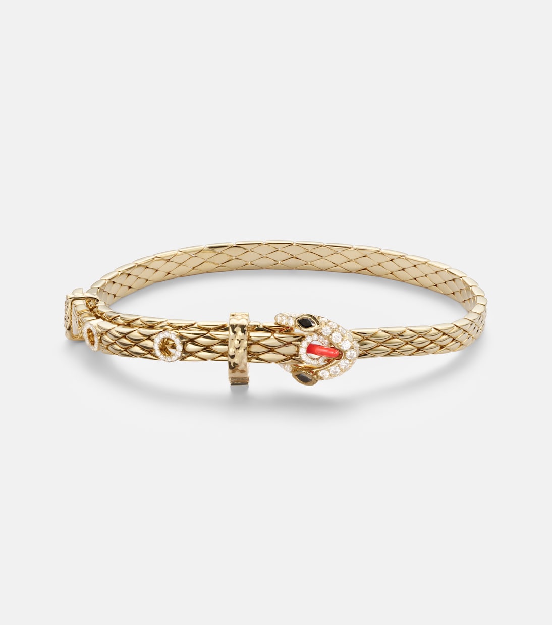 Python Mini 9kt gold bracelet with diamonds and enamel | Yvonne Léon
