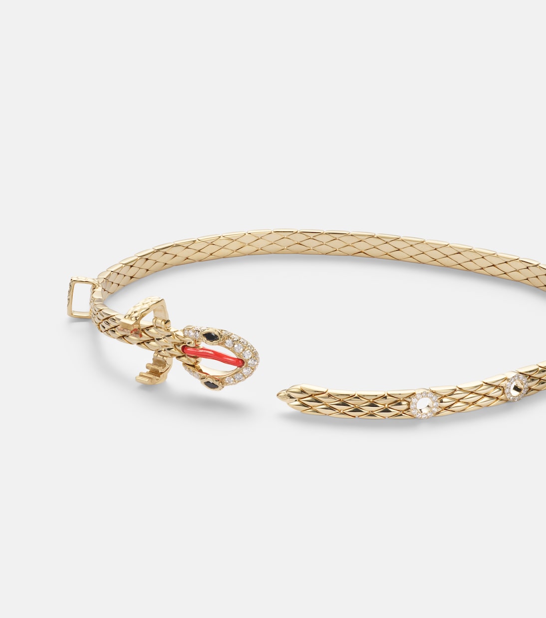Python Mini 9kt gold bracelet with diamonds and enamel | Yvonne Léon