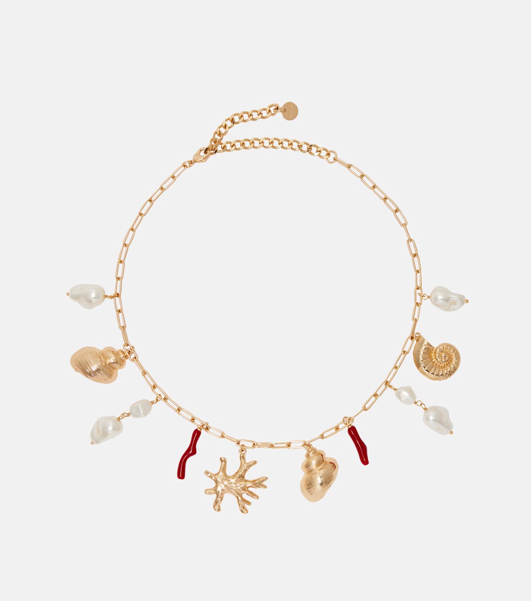 Faux pearl-embellished charm necklace | Self-Portrait