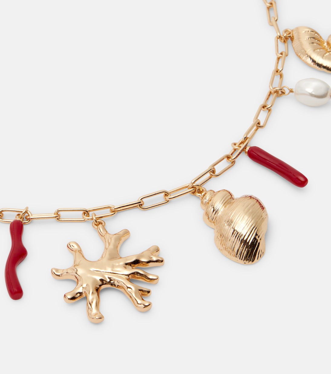 Faux pearl-embellished charm necklace | Self-Portrait