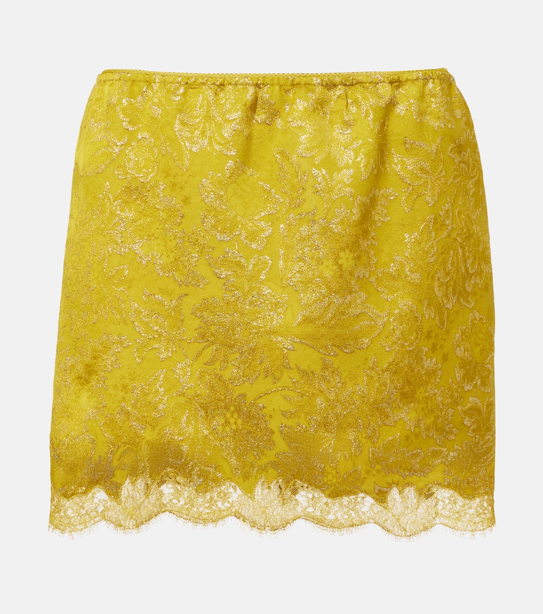 Minigonna in jacquard con lamé e pizzo | Saint Laurent