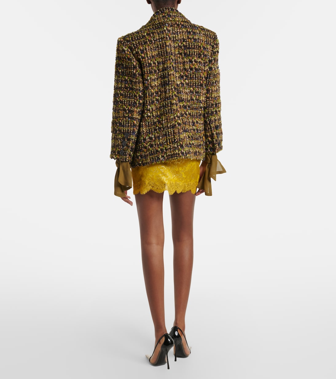 Minigonna in jacquard con lamé e pizzo | Saint Laurent