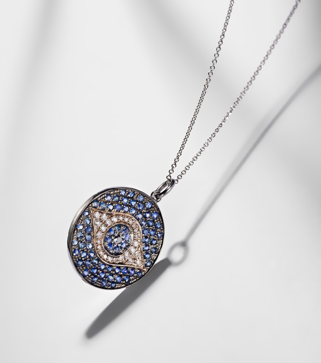 Dawn 18kt white gold necklace with diamonds and sapphires | Ileana Makri