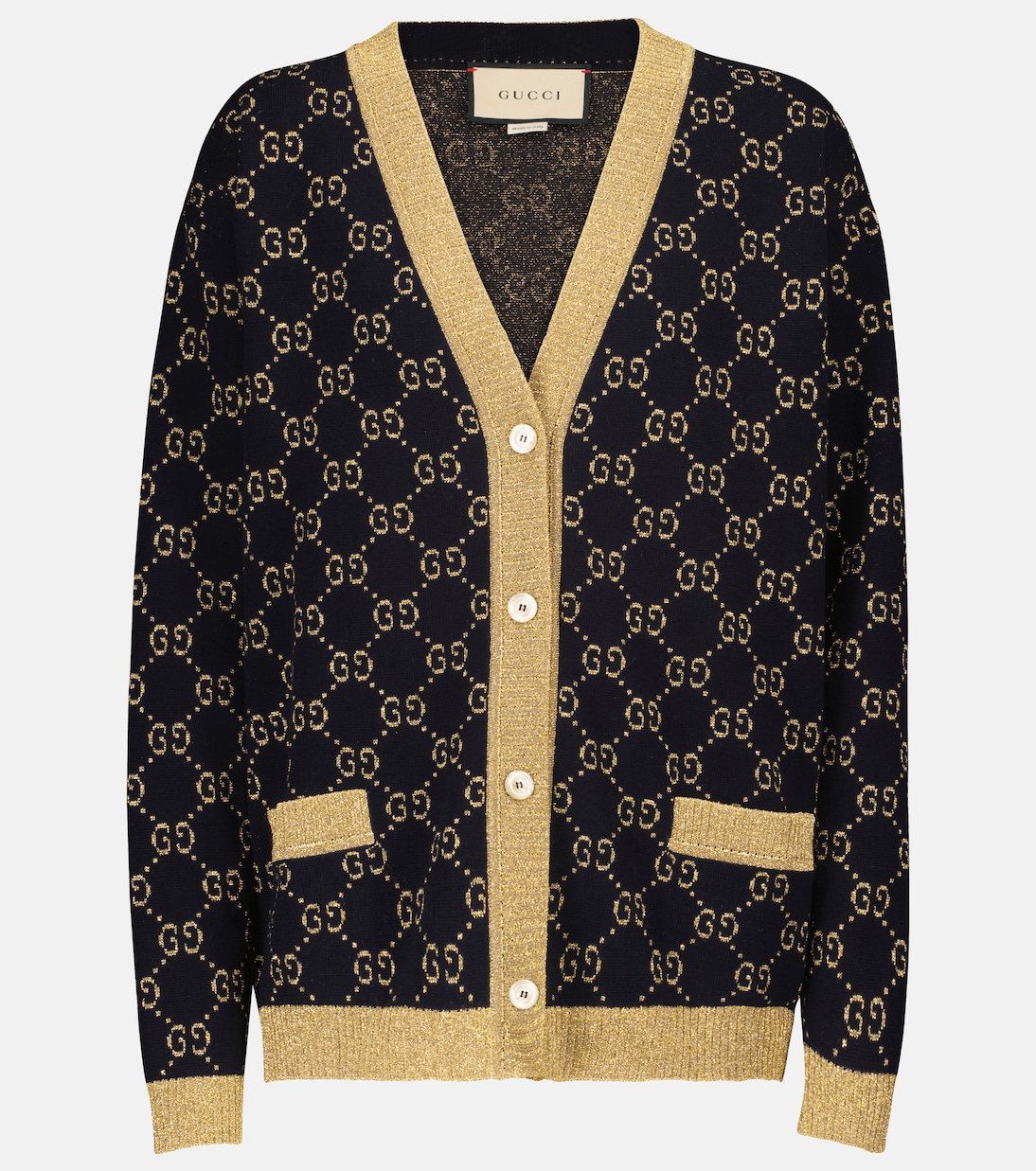 Cardigan in cotone lamé GG | Gucci