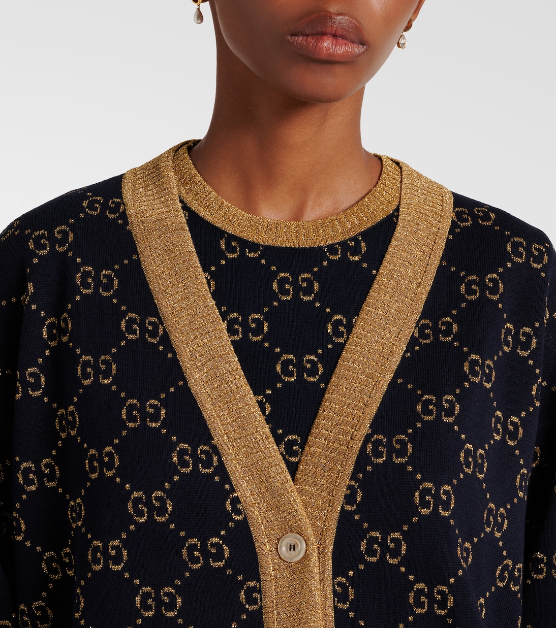 Cardigan in cotone lamé GG | Gucci