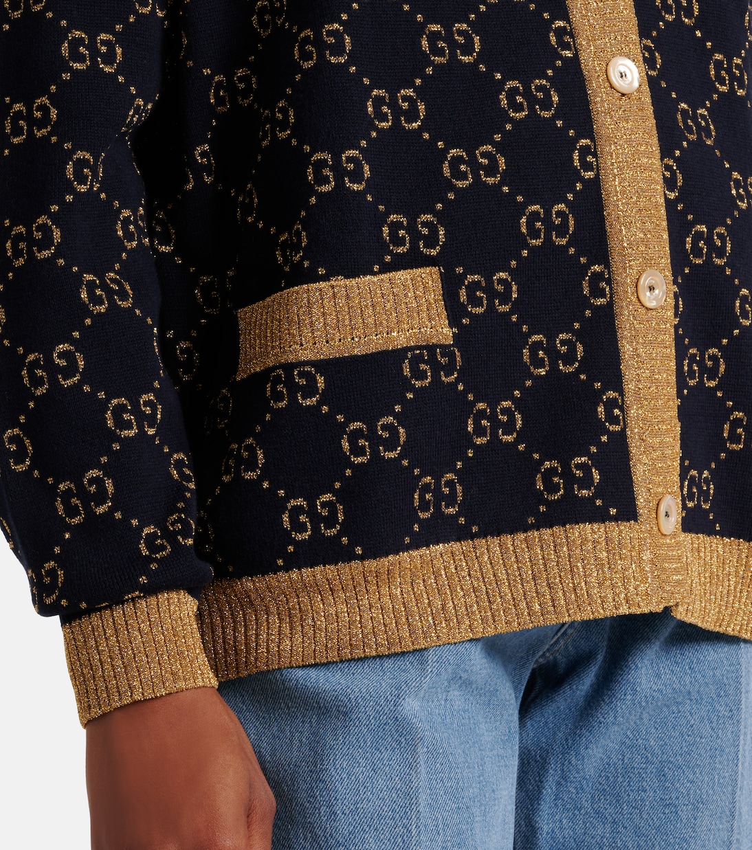Cardigan in cotone lamé GG | Gucci