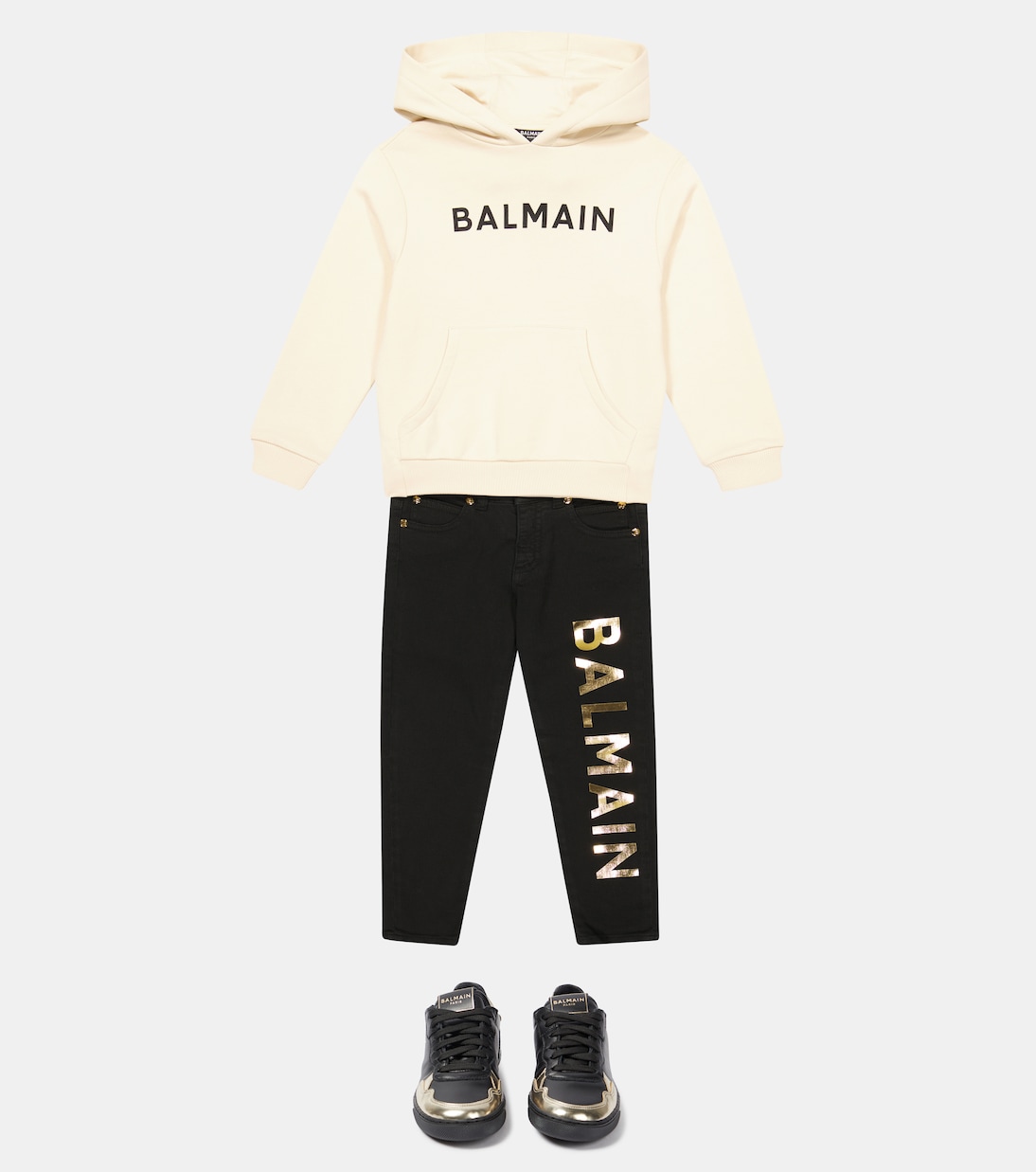 Logo cotton jersey hoodie | Balmain Kids