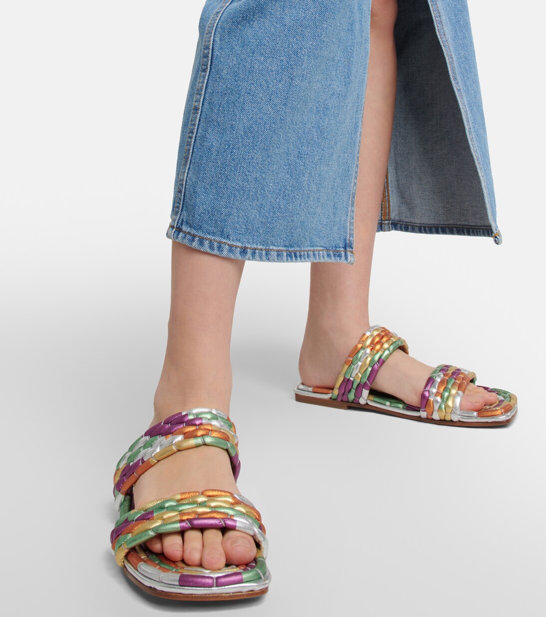 Sandalen aus Metallic-Leder | Dries Van Noten