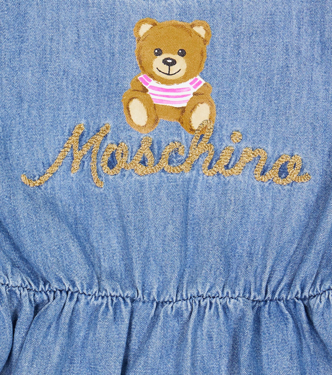 Baby embroidered cotton chambray dress | Moschino Kids