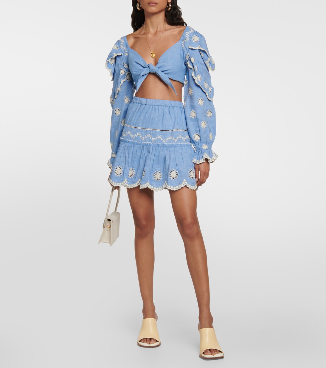 Minirock Cava aus Baumwolle und Leinen | LoveShackFancy