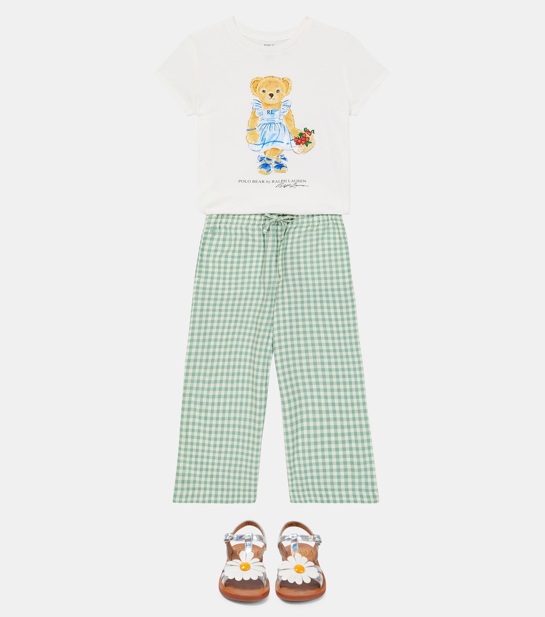 بنطلون من القطن بطبعات المربعات غينغهام | Polo Ralph Lauren Kids