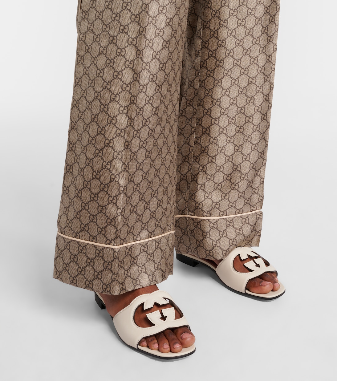 Interlocking G cutout leather sandals | Gucci
