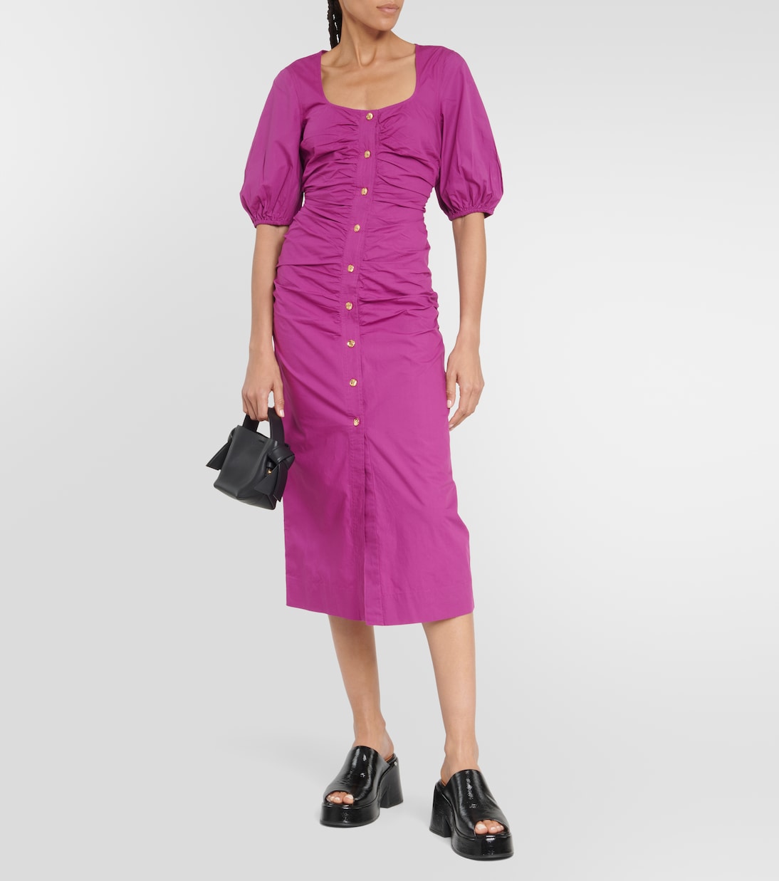 Robe midi en popeline de coton | Ganni