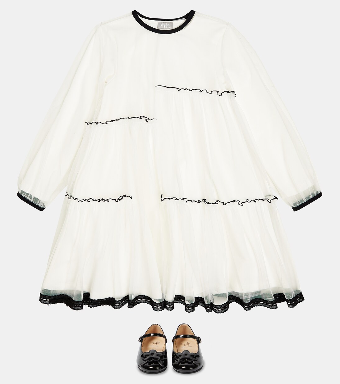 Tulle and cotton-blend jersey dress | Il Gufo