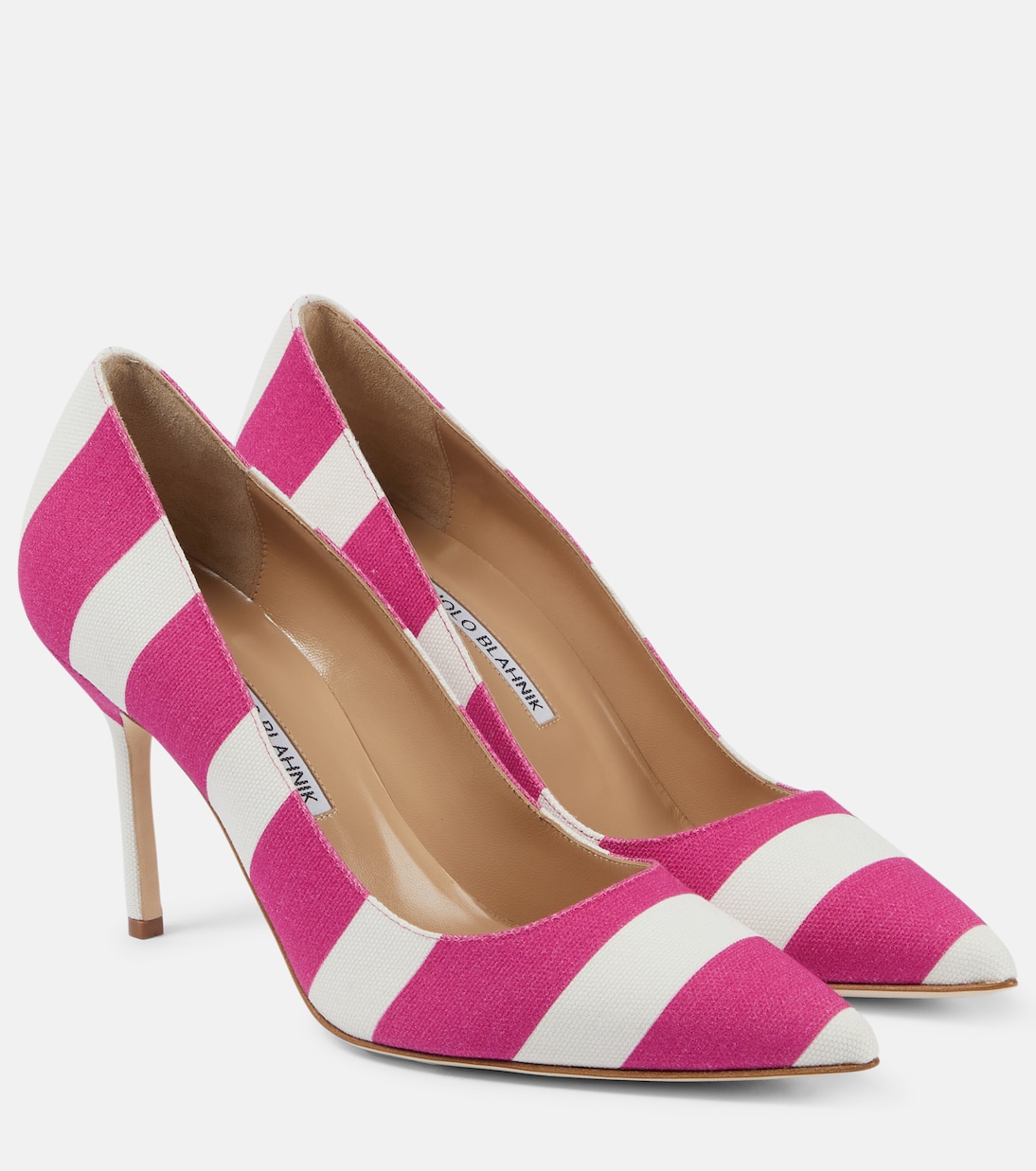 Pumps BB 90 in canvas a righe | Manolo Blahnik