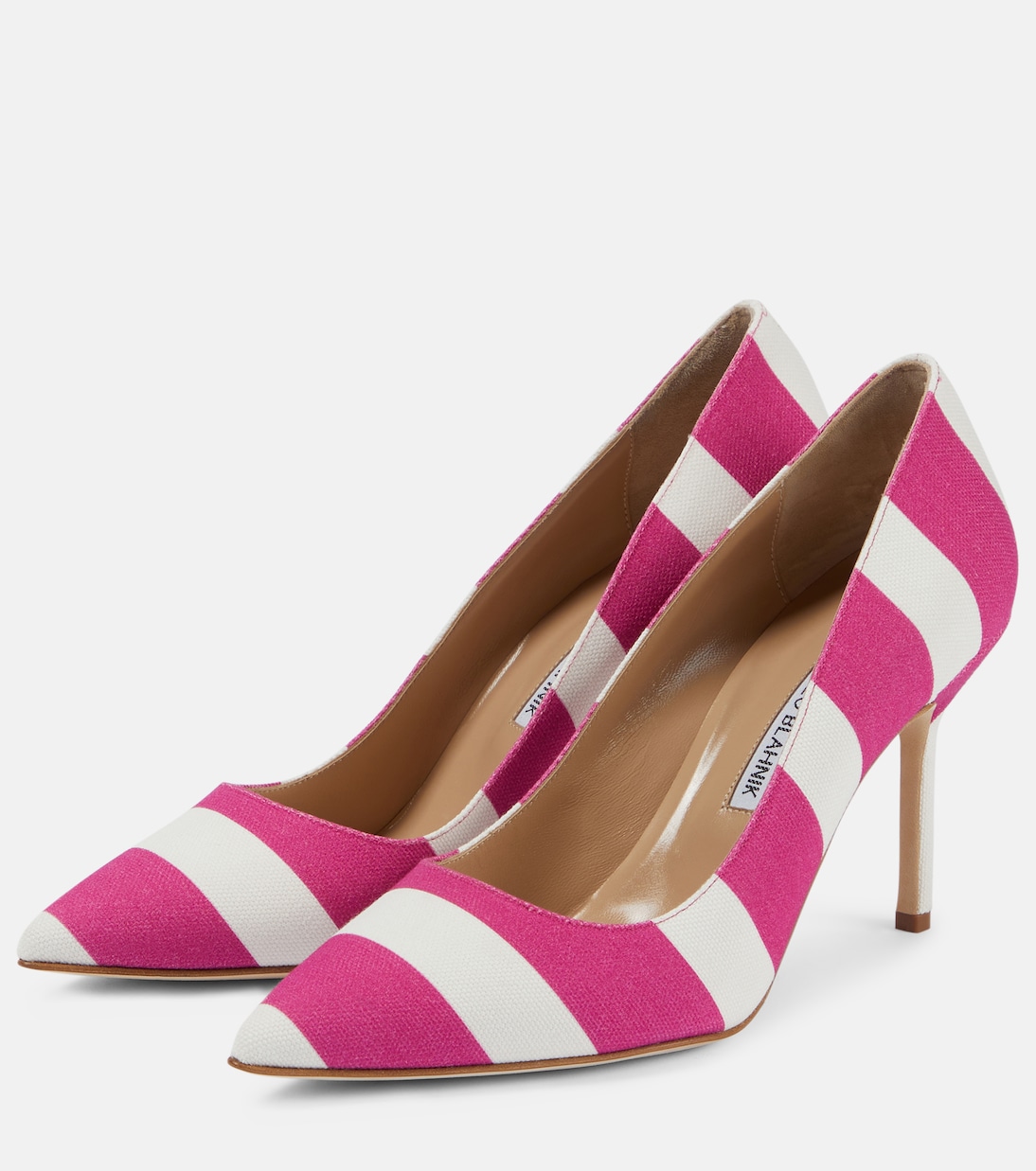 Pumps BB 90 in canvas a righe | Manolo Blahnik