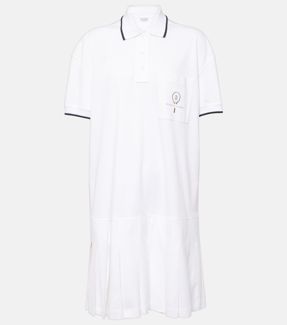 Pleated cotton polo dress | Brunello Cucinelli