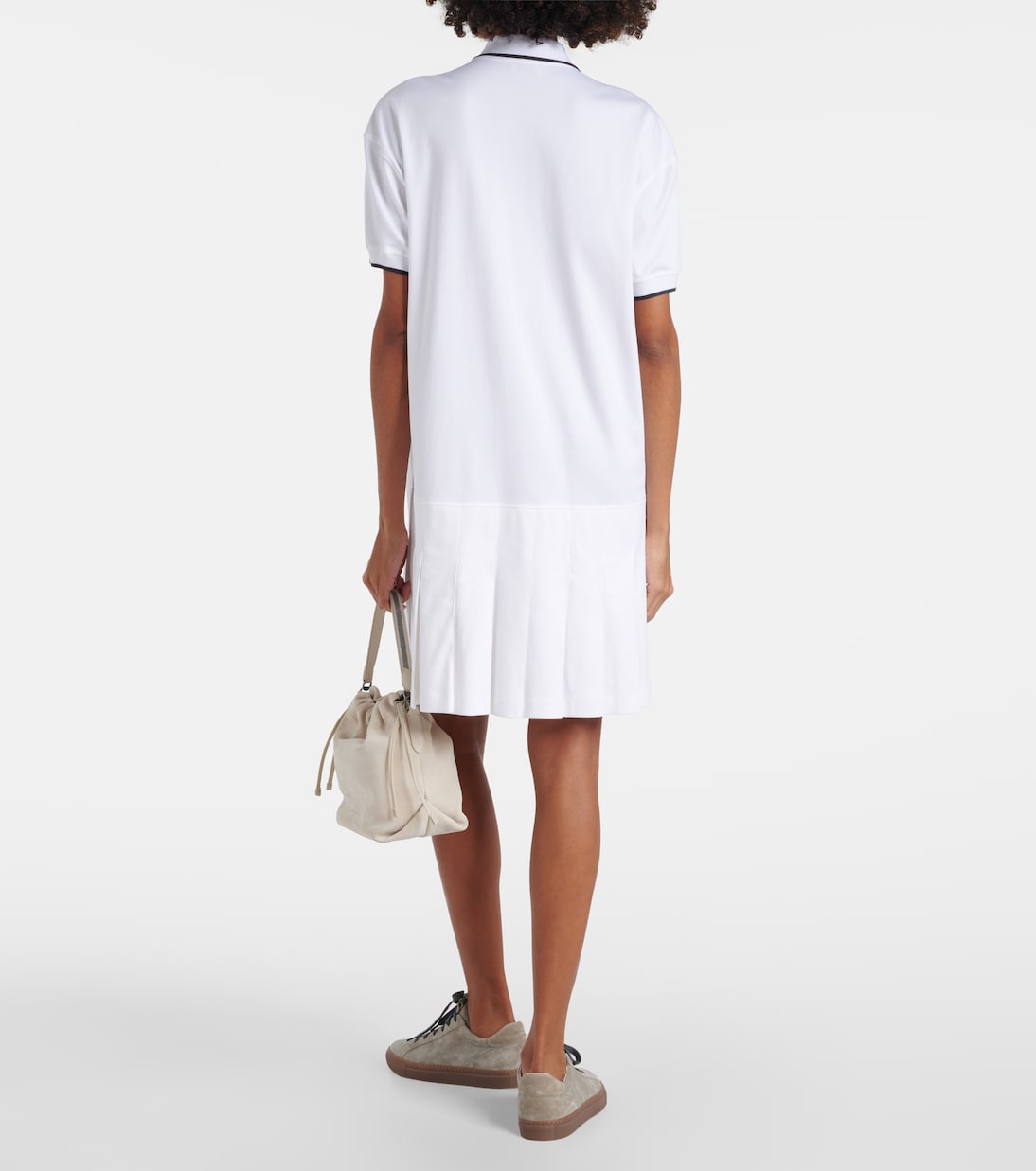 Pleated cotton polo dress | Brunello Cucinelli