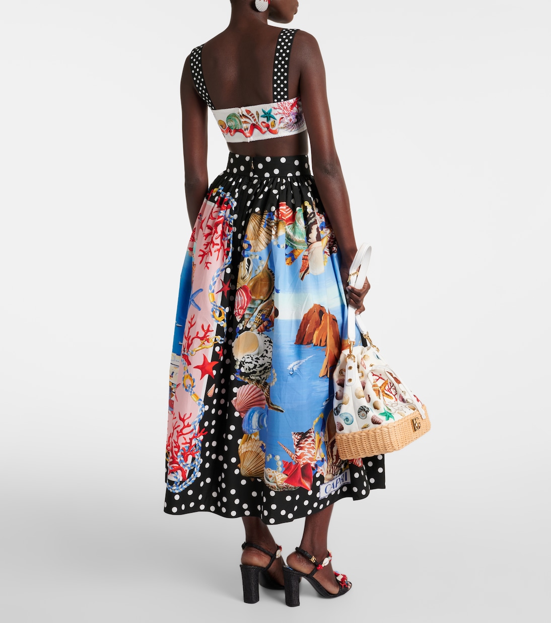 Capri polka-dot printed cotton bra top | Dolce&Gabbana