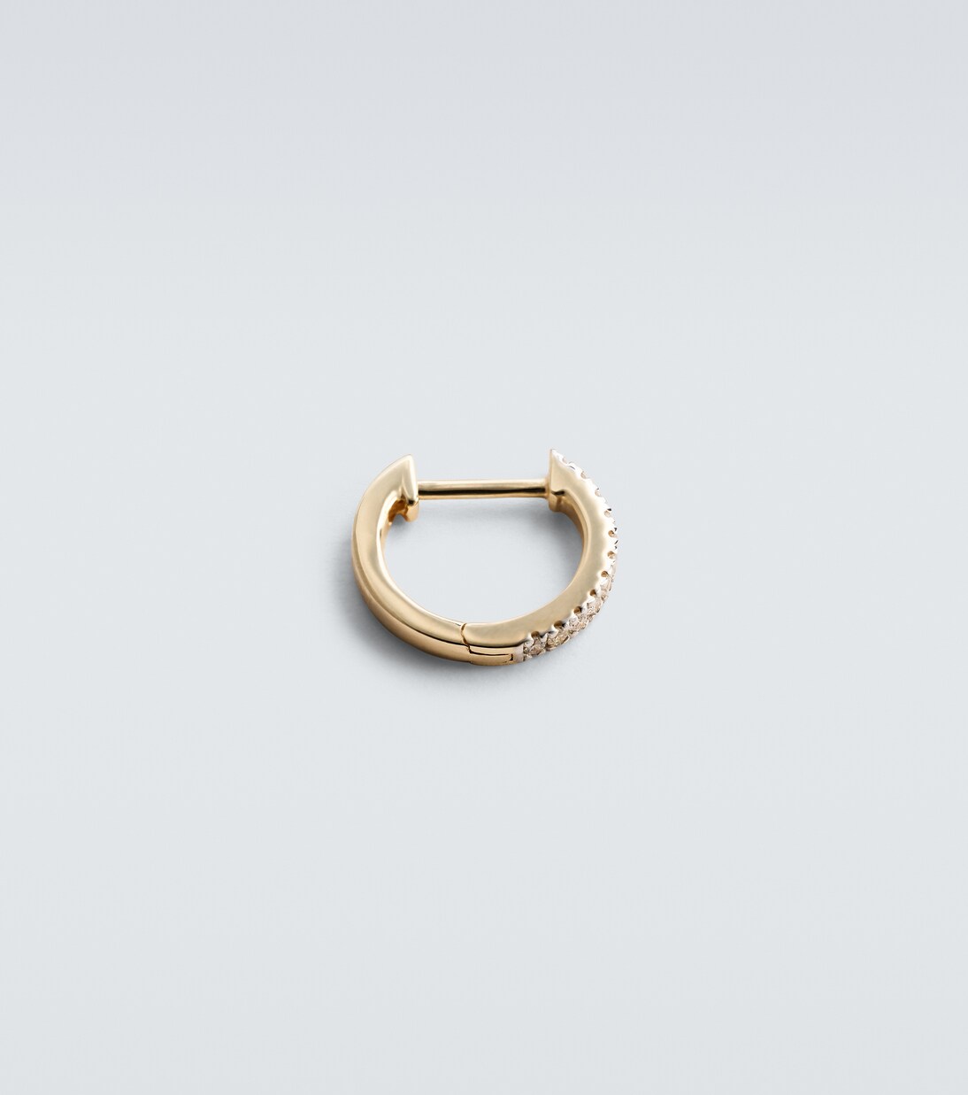 14kt gold single hoop earring with diamonds and freshwater pearl | Mateo