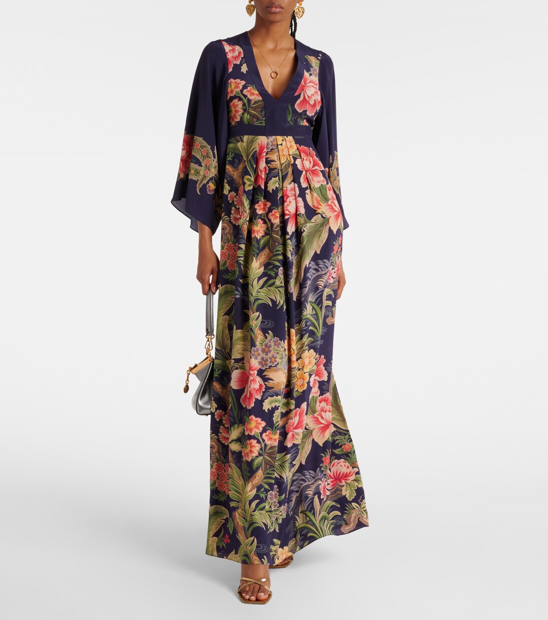 Robe longue en crêpe de soie à fleurs | Etro