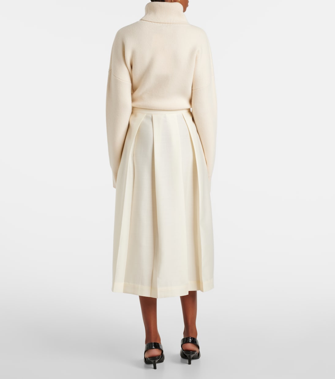 Jupe midi Twinflower en laine et soie | Toteme