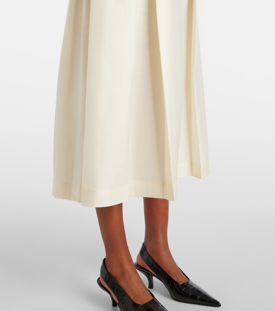 Jupe midi Twinflower en laine et soie | Toteme