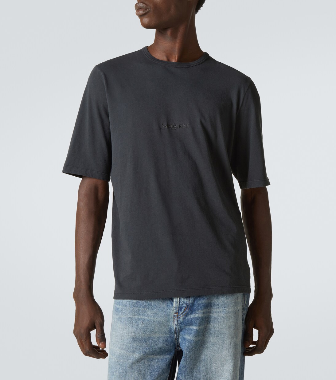 Camiseta de jersey de algodón con logo | Saint Laurent