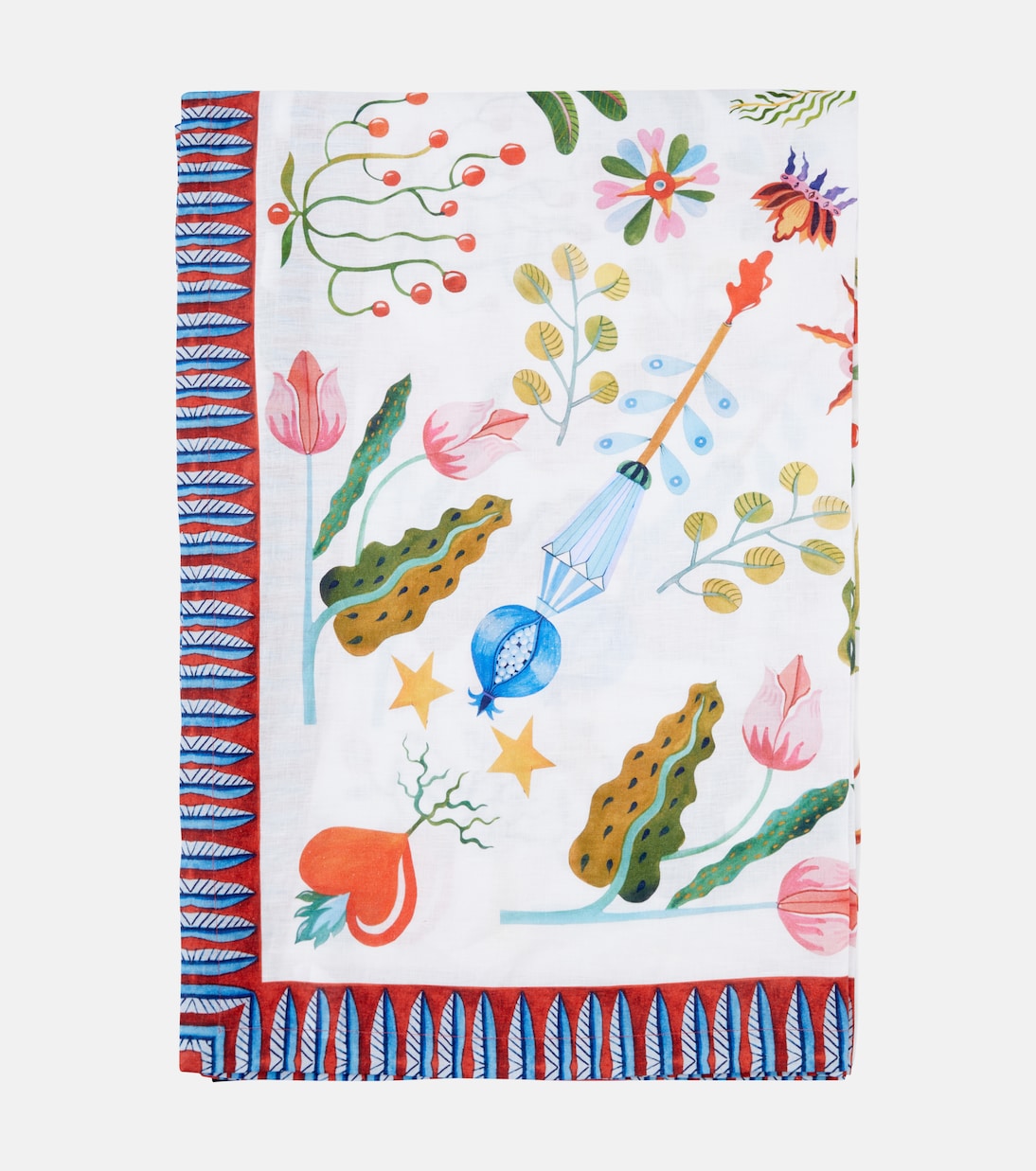 White Turning Tulips Medium linen tablecloth | La DoubleJ