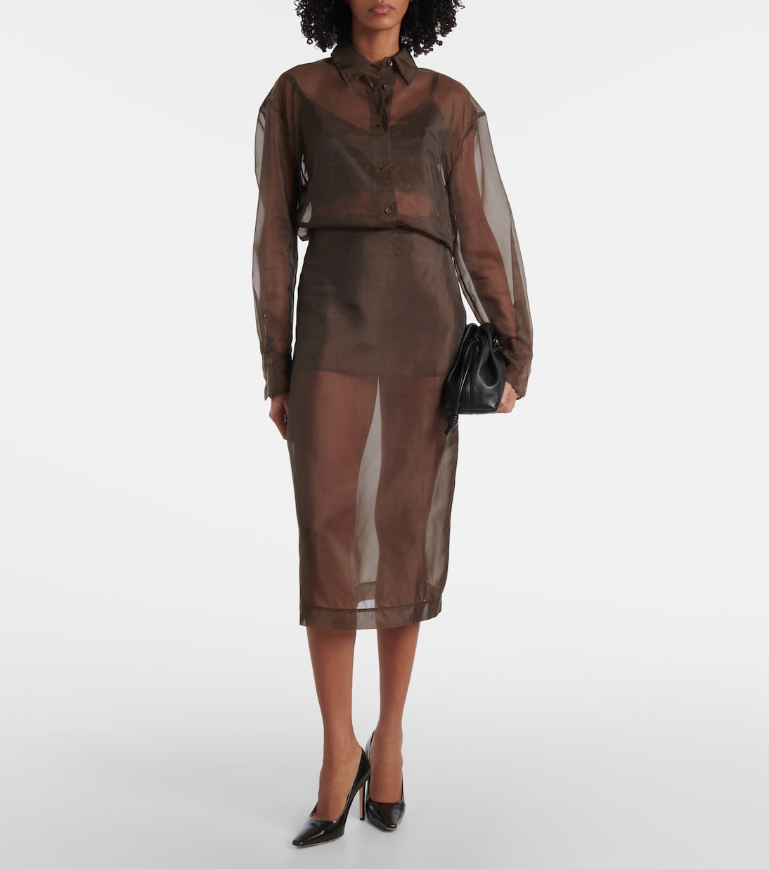 Peri sheer silk-blend midi skirt | The Frankie Shop