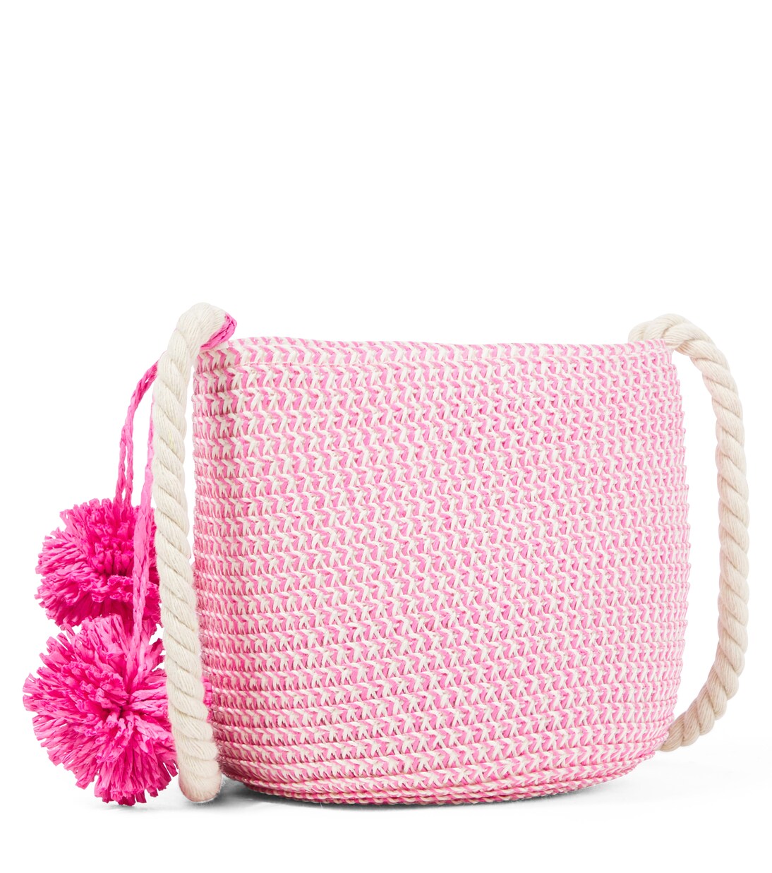 Logo embroidered straw shoulder bag | Monnalisa