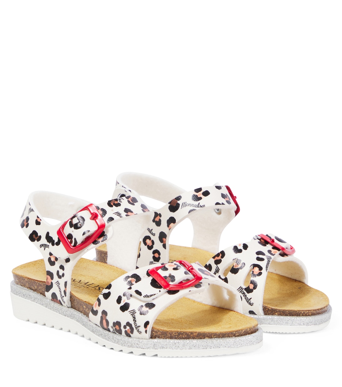Leopard-print faux leather sandals | Monnalisa