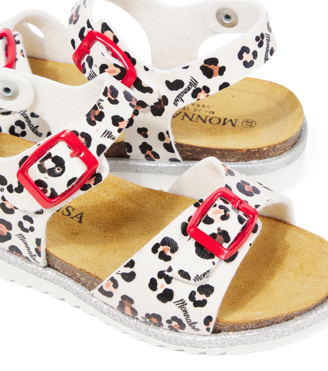 Leopard-print faux leather sandals | Monnalisa