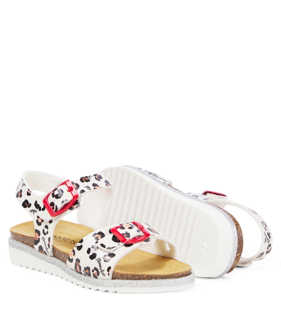 Leopard-print faux leather sandals | Monnalisa