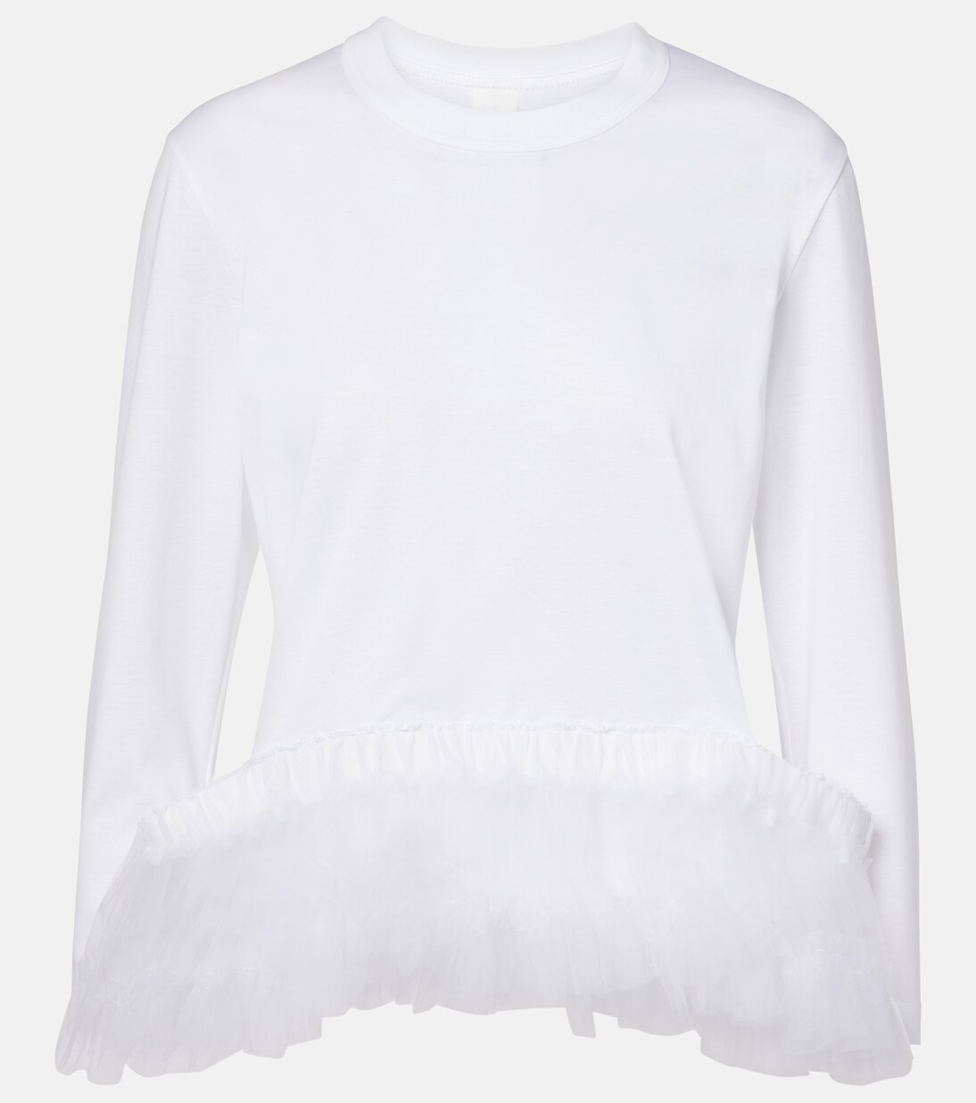 Top aus Baumwoll-Jersey mit Tüll | Noir Kei Ninomiya