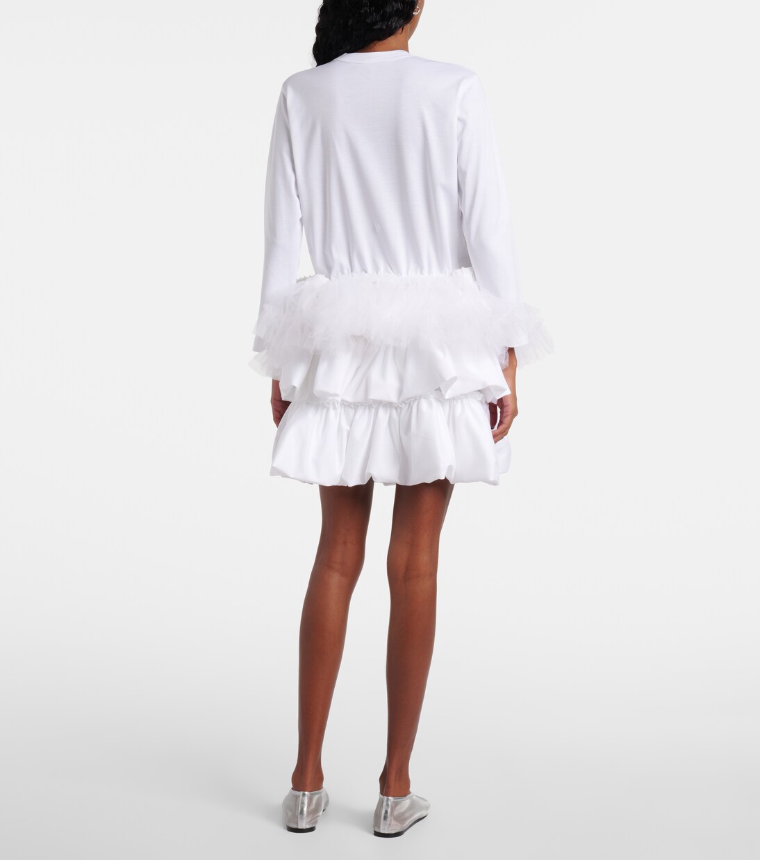 Top aus Baumwoll-Jersey mit Tüll | Noir Kei Ninomiya