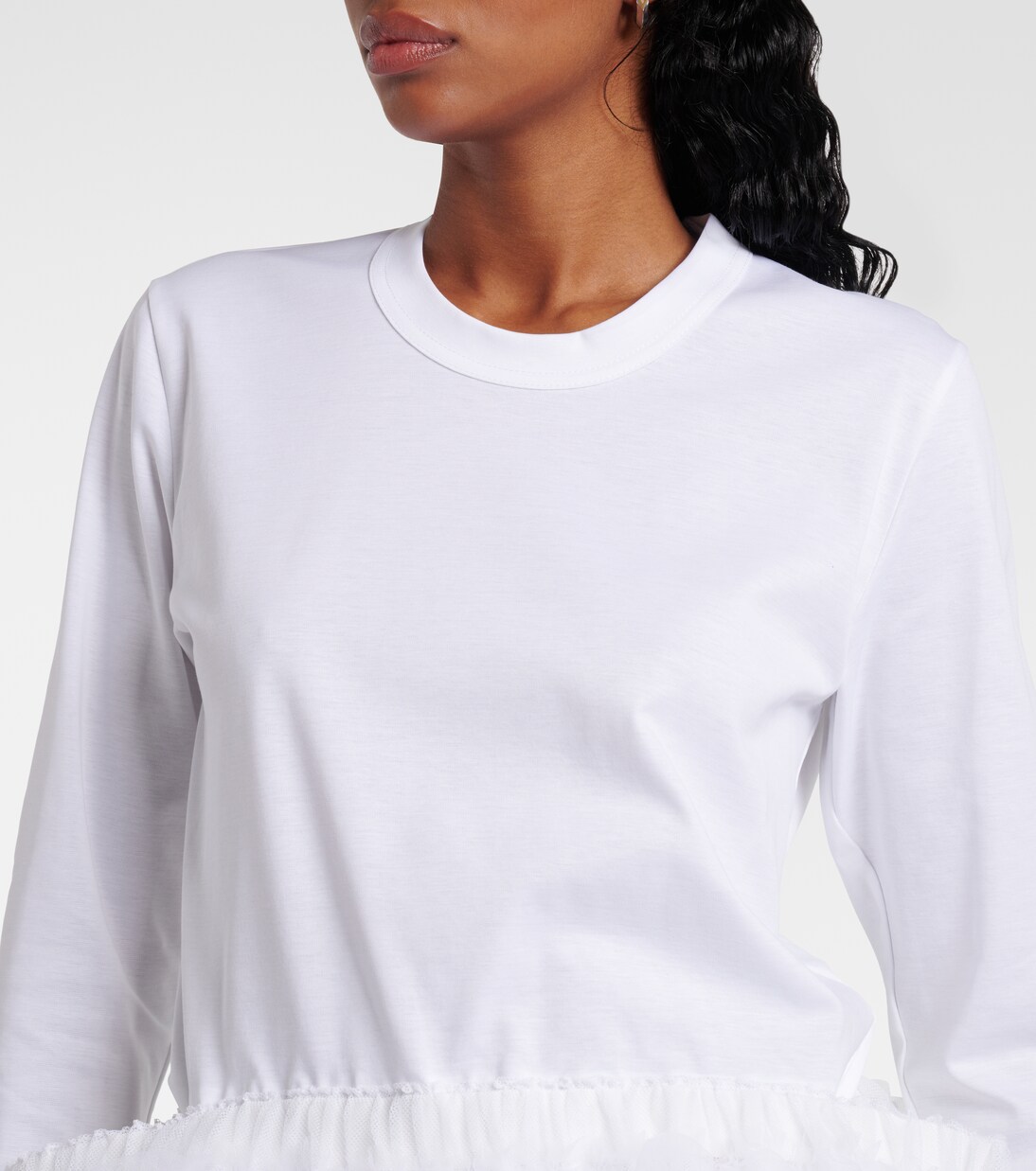 Top aus Baumwoll-Jersey mit Tüll | Noir Kei Ninomiya