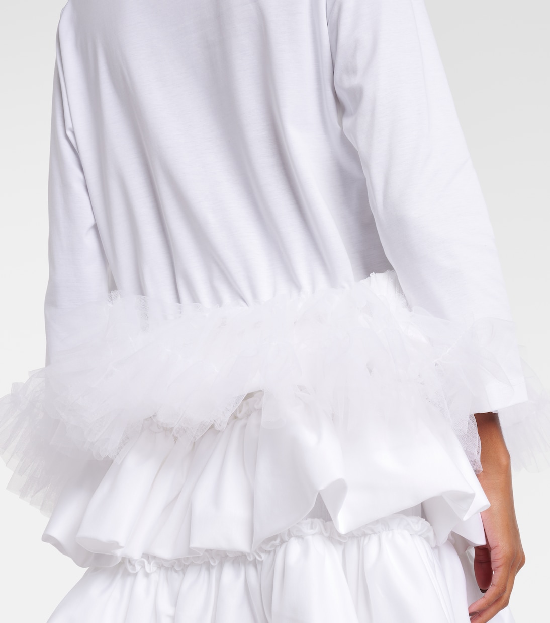 Top aus Baumwoll-Jersey mit Tüll | Noir Kei Ninomiya