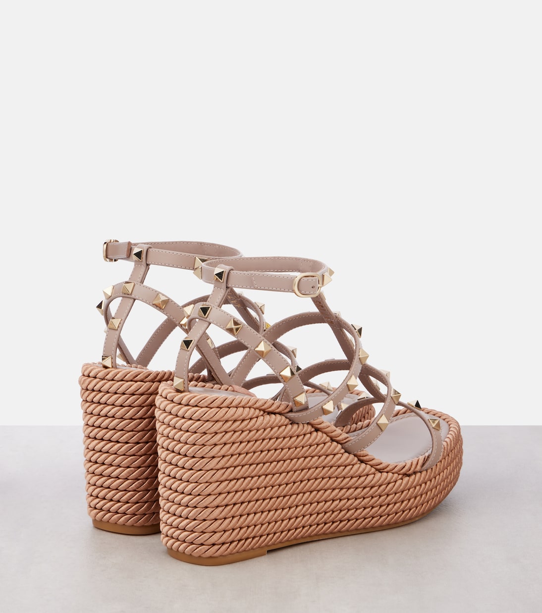 Rockstud leather wedge esapdrilles | Valentino Garavani