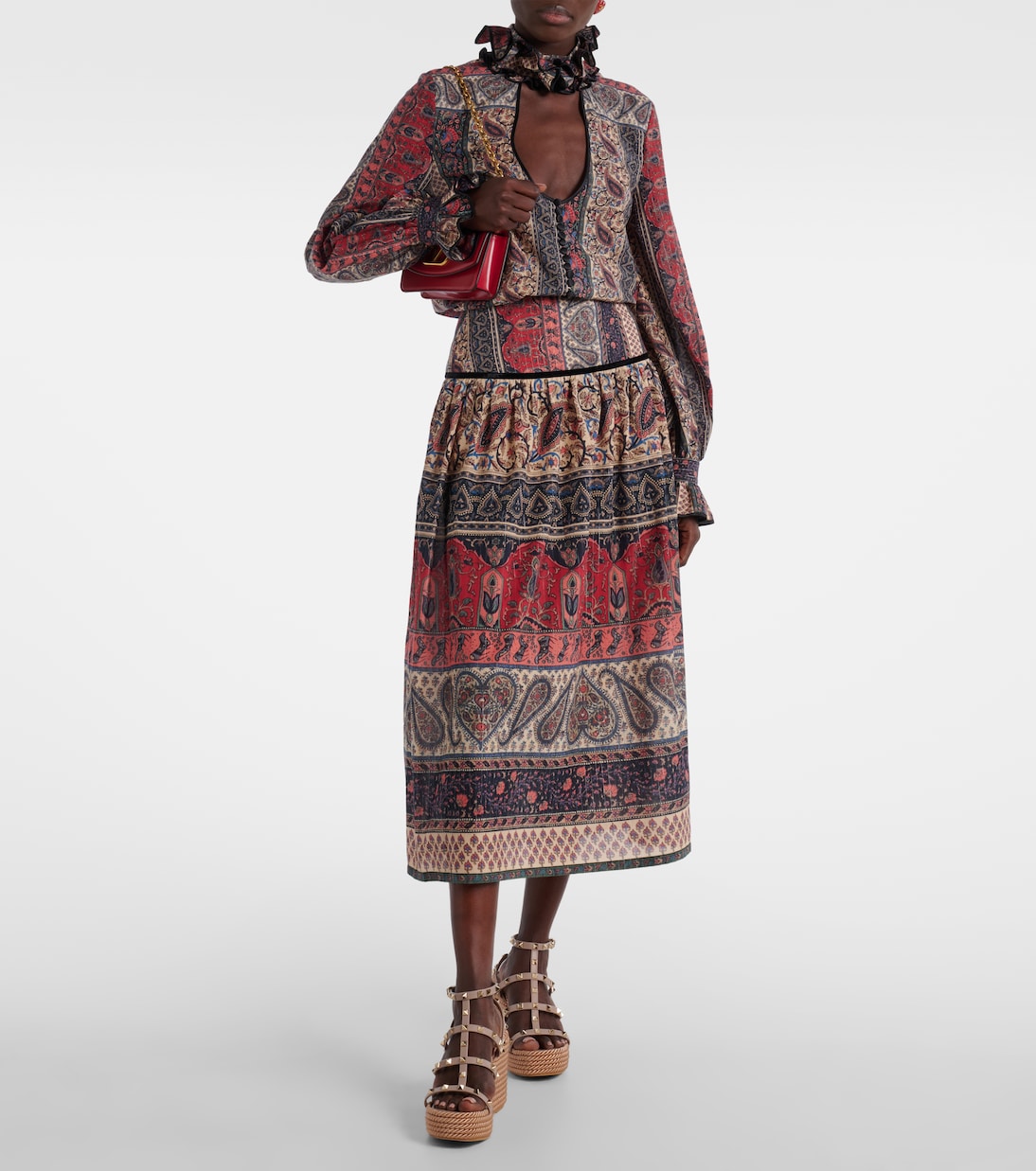 Rockstud leather wedge esapdrilles | Valentino Garavani