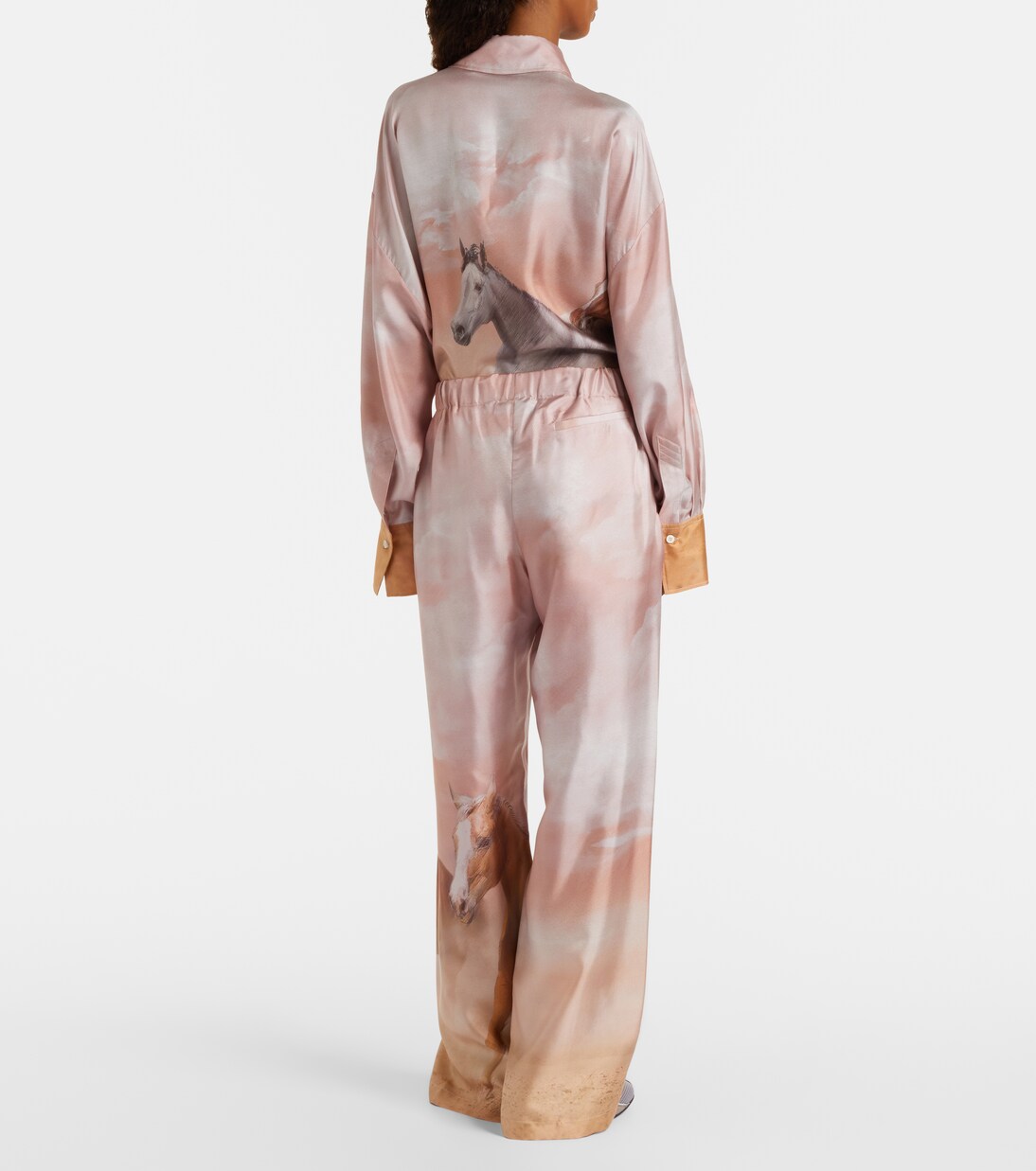 Printed silk twill palazzo pants | The Attico