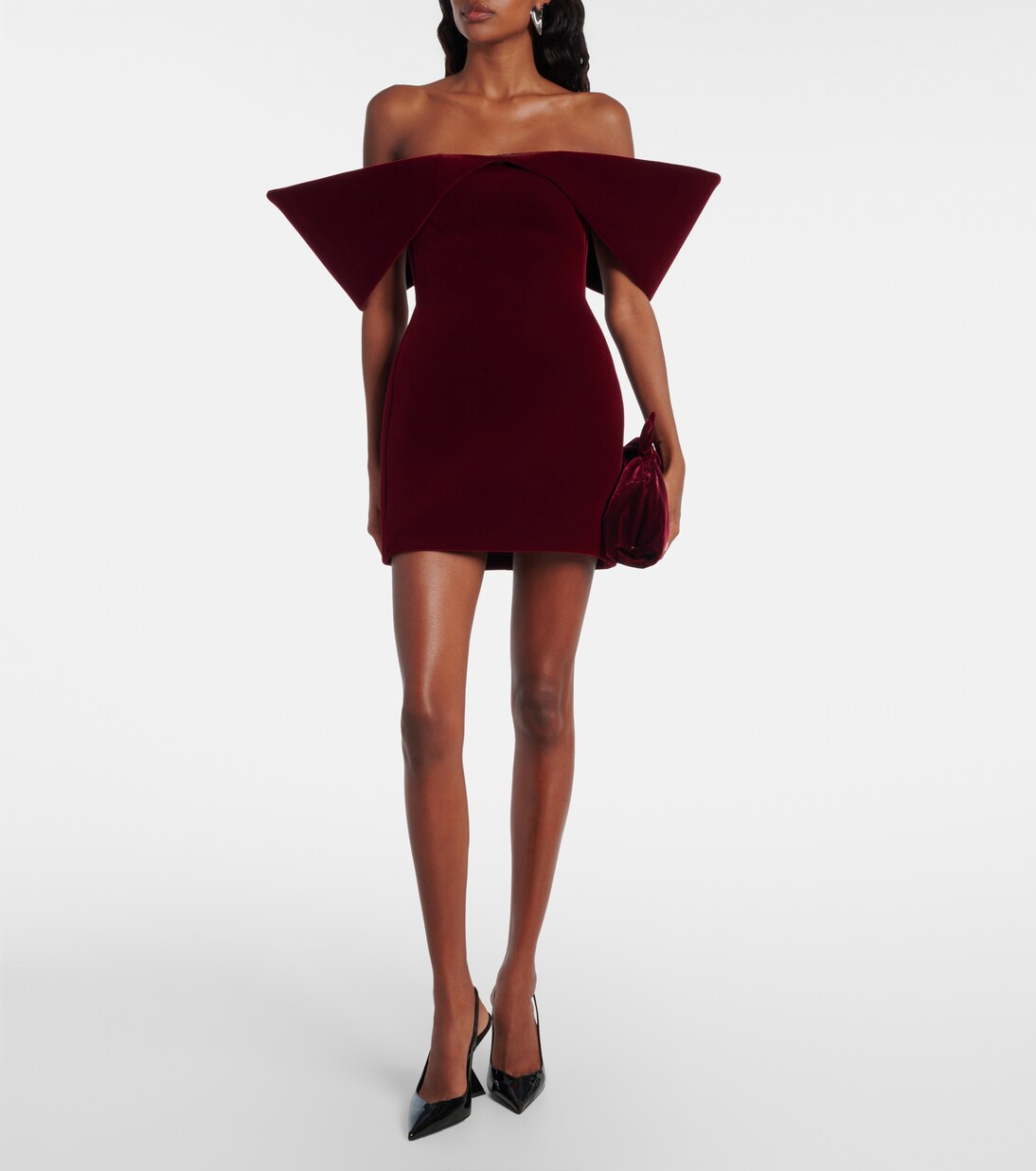 Robe à encolure bardot en velours | David Koma