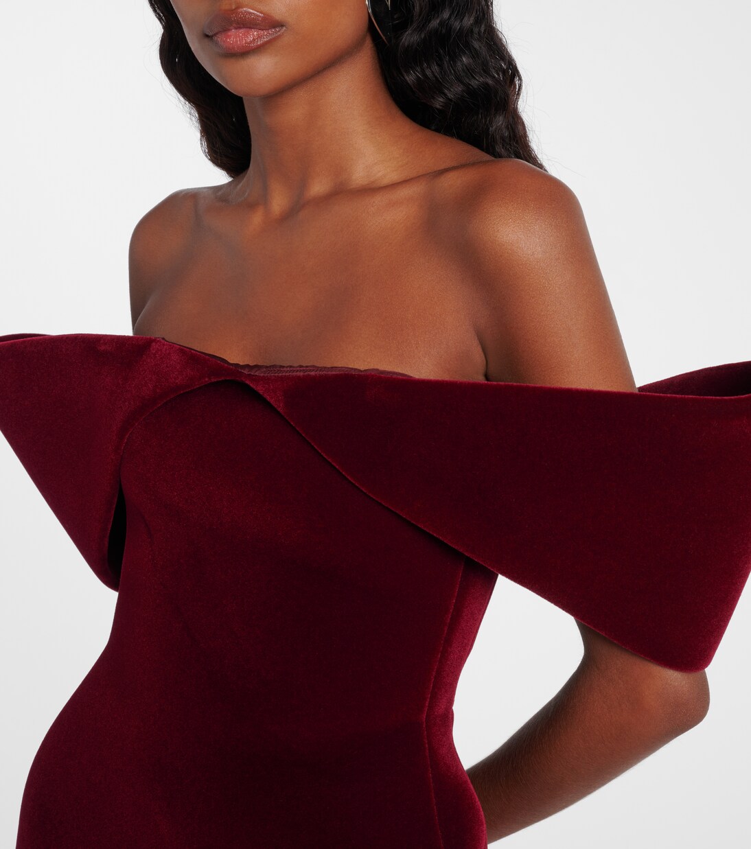 Robe à encolure bardot en velours | David Koma