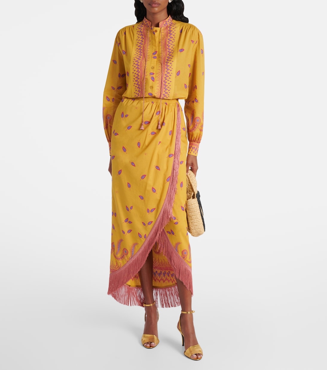 Printed cotton midi skirt | Valentino