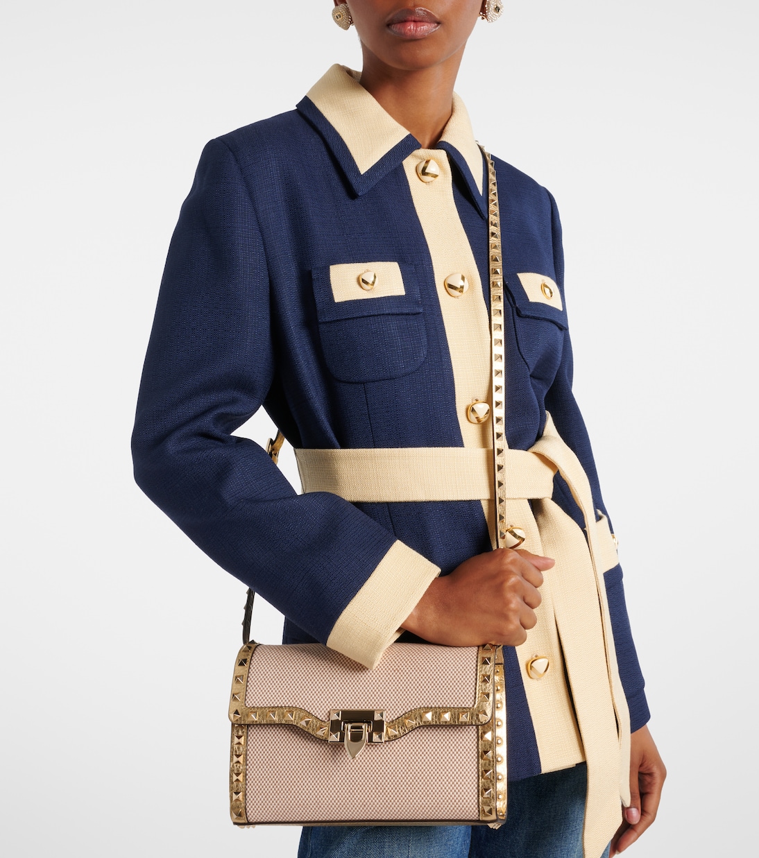 Schultertasche Rockstud Small aus Canvas | Valentino Garavani