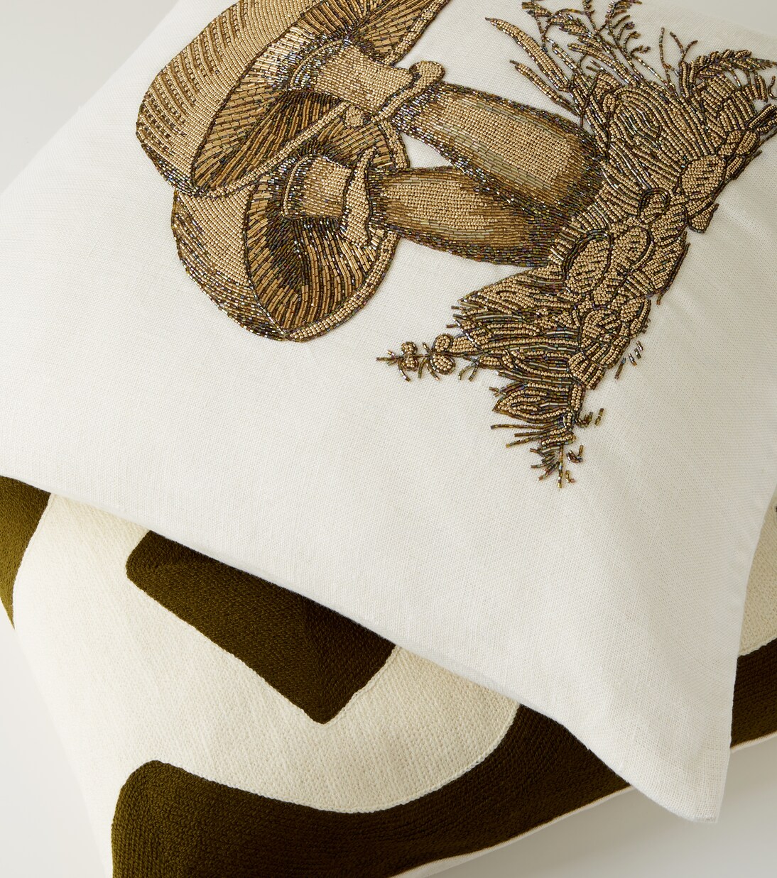 Botanist Mushrooms Large linen cushion | Jonathan Adler