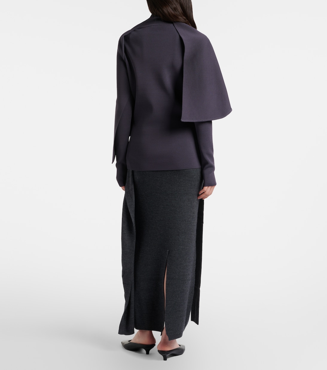 Wrap caped turtleneck sweater | Entire Studios